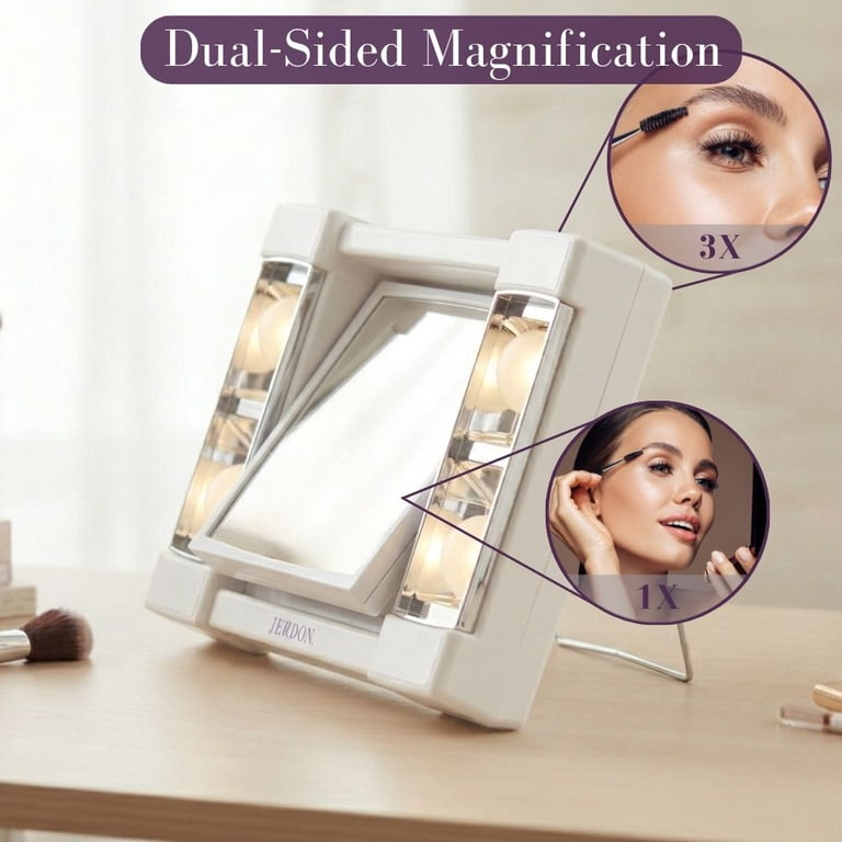 Jerdon Go Lightly Makeup Mirror with Lights, 3X-1X photo 4