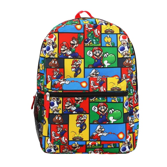 Mochila Bioworld Super Mario Brothers con estampado integral de 18 pulgadas