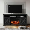 thumbnail image 3 of Fireplace TV Stand with Fireplace for 75 inch TV Farmhouse Entertainment Center with Storage, Black, 3 of 9