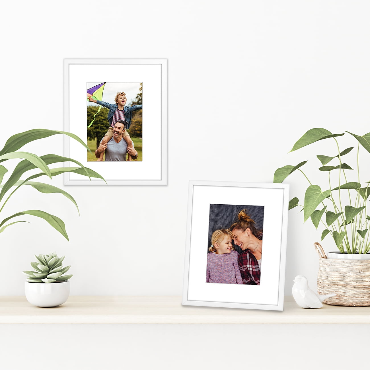Americanflat 8x10 Picture Frame in White - Displays 5x7 With Mat and 8x10 Without Mat - Horizontal and Vertical Formats for Wall and Tabletop