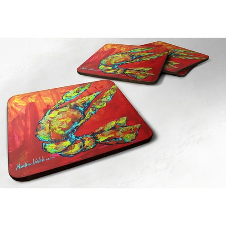 

Caroline s Treasures MW1134FC Crawfish Hot Craw Foam Coaster Set of 4 3 1/2 x 3 1/2 multicolor