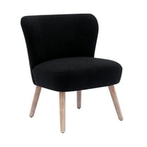 Modern 25" Wide Wingback Accent Chair with Water and Stain Resistant Boucle Upholstered Fabric, Black