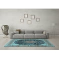 thumbnail image 3 of Ahgly Company Indoor Rectangle Medallion Light Blue Traditional Area Rugs, 2' x 4', 3 of 4