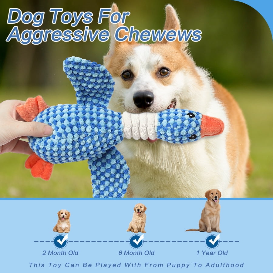 Plush dog toys, upgraded goose bite interactive pet toys, squeaking dog toys, plush dog toys, puppy bite toys,