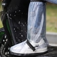 thumbnail image 7 of CHENjy Rain Shoe Covers with Anti-Slip Sole, Clear Waterproof High Overshoes with Adjustable Strap, Zippered Rain Protector for Commuting and Walking, M, Clear Black, 7 of 7