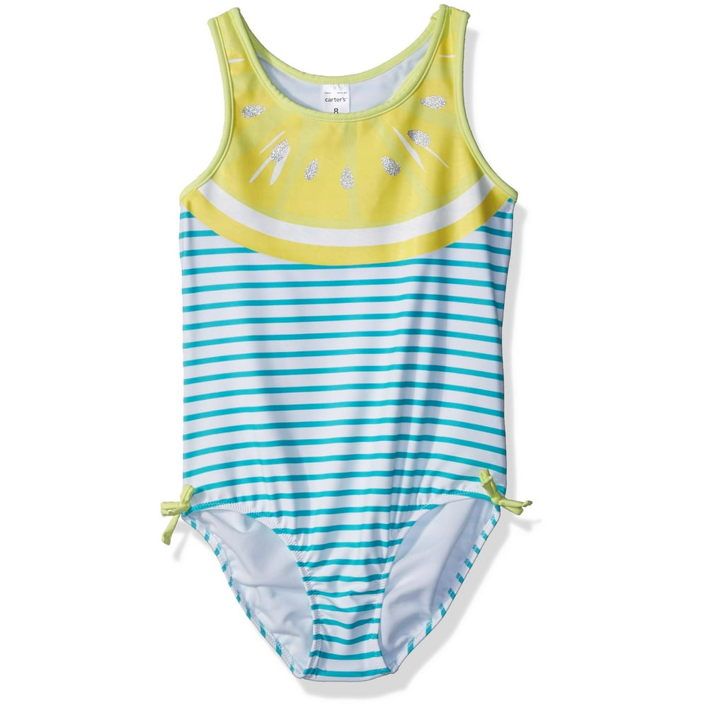 Carter's Swimwear Girl's Striped Lemon OnePiece Swimsuit 2T