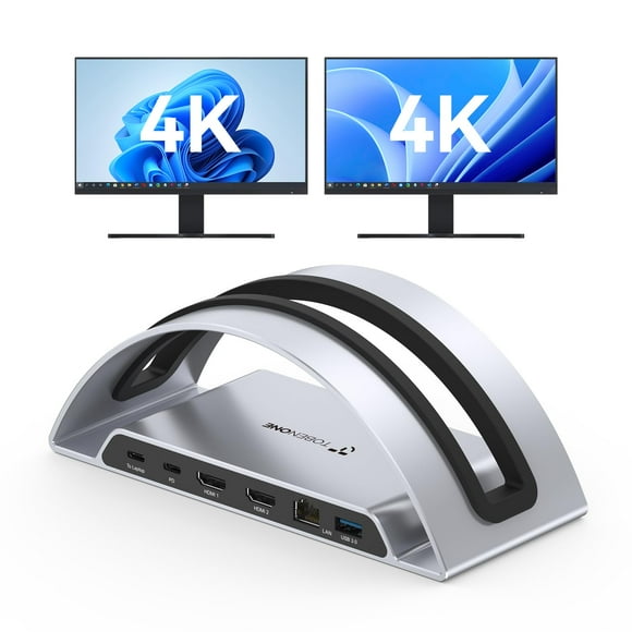 TobenONE Laptop Docking Station Dual Monitor HDMI, USB C Docking Station Stand with 4K, 100W Power, USB A&C 3.2 Ports, SD/microSD, Audio for Dell/HP/Lenovo/Surface