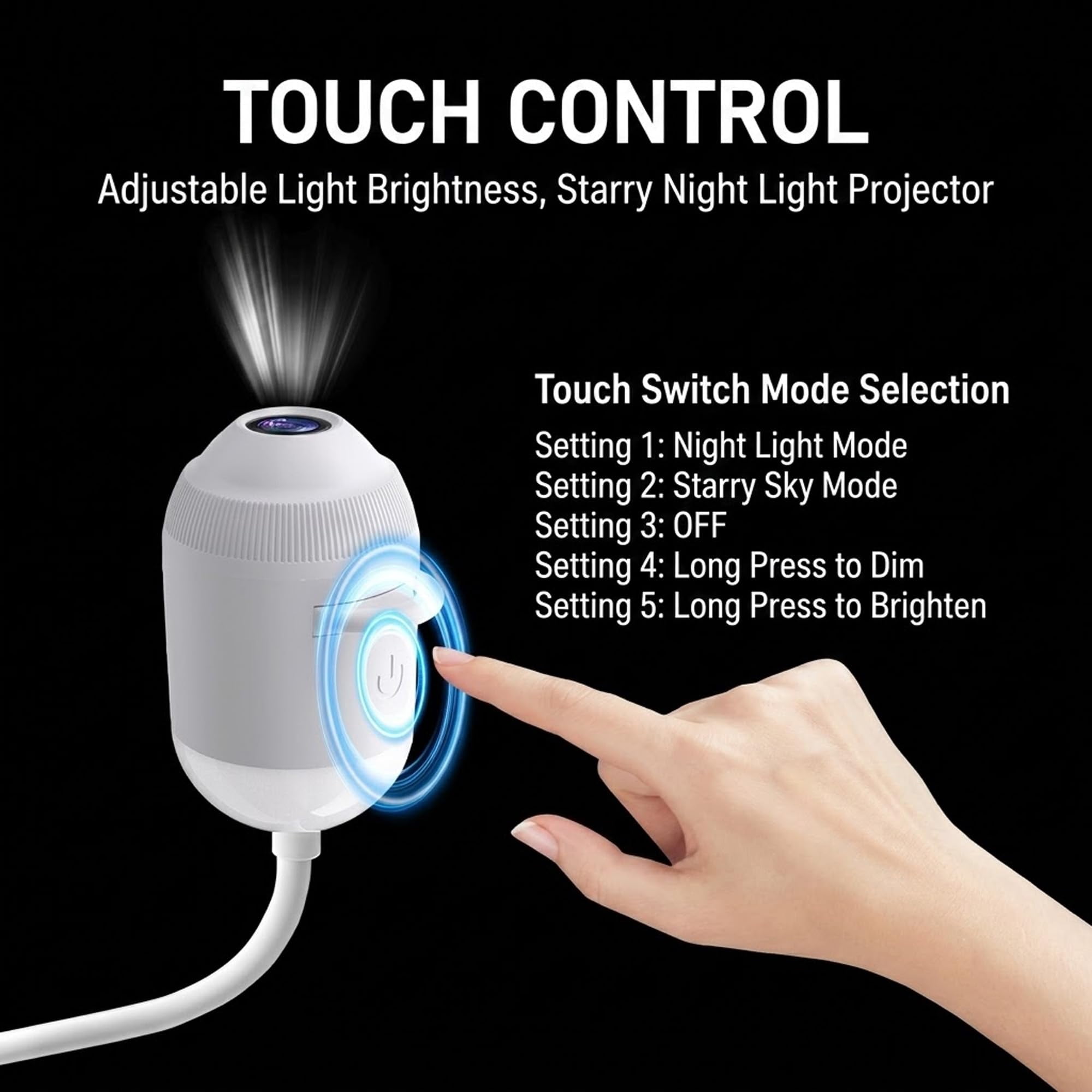 HD Smart Dynamic 5D Holographic Night Light Projector,Plug and Play HD 2-in-1 Galaxy Star Projector,360 Rotating, USB Powered，with 3 Films
