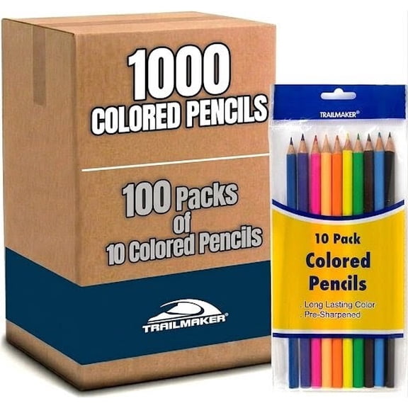 Trail maker Colored Pencils Bulk 100 Packs for Classrooms, Artists, Kids, Adult Coloring, Colored Pencils in Bulk (100 Pack)
