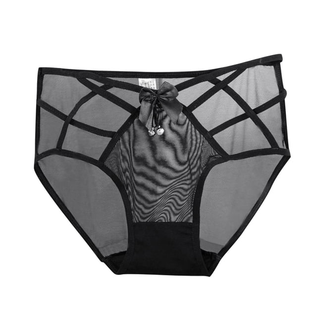 Braguitas sexy de encaje negro de cintura alta para mujer - Braguitas de talla grande - Poliéster/spandex - Cobertura total - M-XL