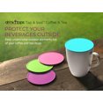 thumbnail image 2 of Drink Tops Tap and Seal Coffee and Tea Covers- Gently Suctions to Mugs to Keep Drinks Warmer Longer and Reduce Splashing- BPA Free Silicone Coffee Mug Cover- 4pk - Summer Crush, 2 of 7