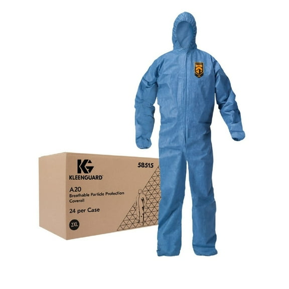 Ansell KCC 58515 A20 Breathable Particle Protection Coveralls - 2X-Large, Blue (24/Carton)