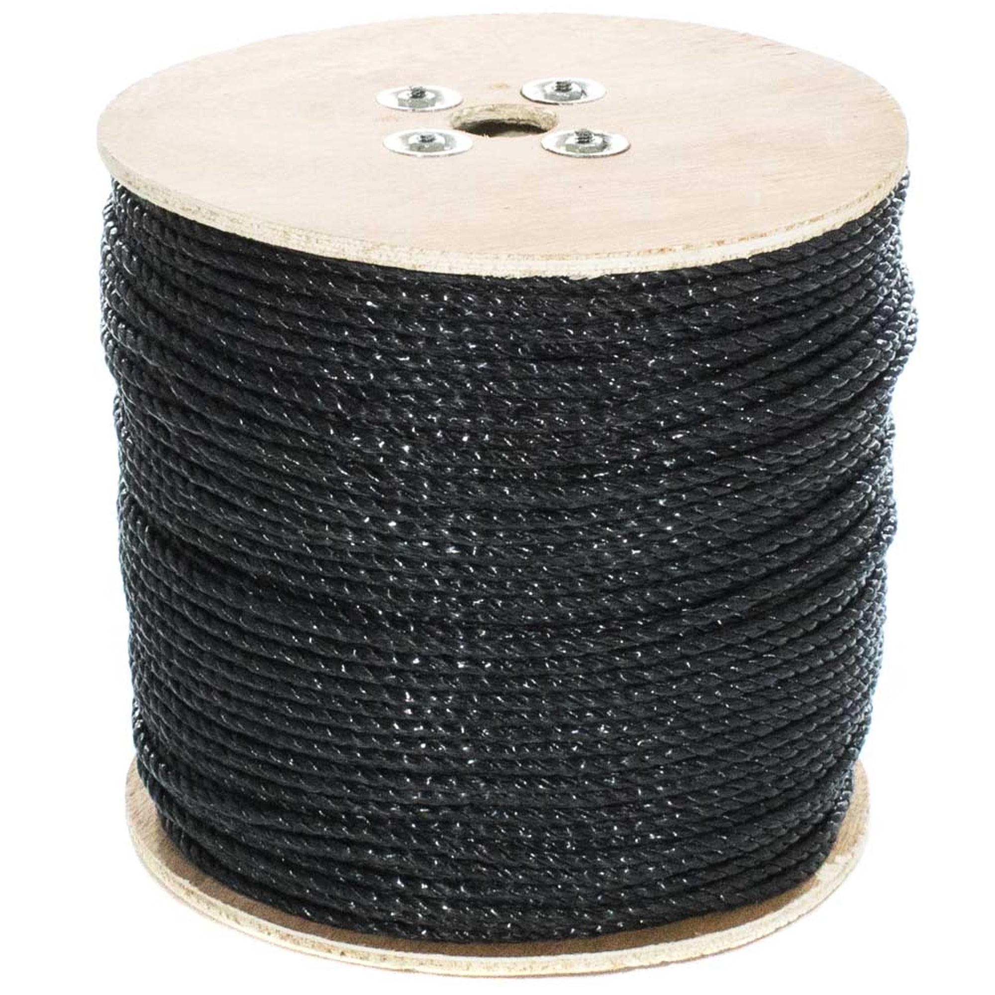 7/8" x 100 ft hollow/flat braid polyester rope .Black/Tan.US Made 