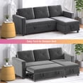 thumbnail image 7 of ZAFLY Sectional Sleeper Sofa with Reversible Left/Right Storage Chaise,Modern Futon Sofa Bed L-Shaped Couch Bed,Dutch Velvet Pull Out Sofa Couch Bed for Living Room/Apartment (Dark Gray), 7 of 7