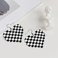 thumbnail image 5 of Heart Earrings Checkerboard Dangling Heart Drop Earrings For Women Love Dangle Earrings Gift, 5 of 6