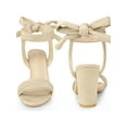 thumbnail image 4 of BLISSFUL STEP Back Ankle Tie Open Toe Block Heel Sandals for Women Beige (Size 6.5), 4 of 4