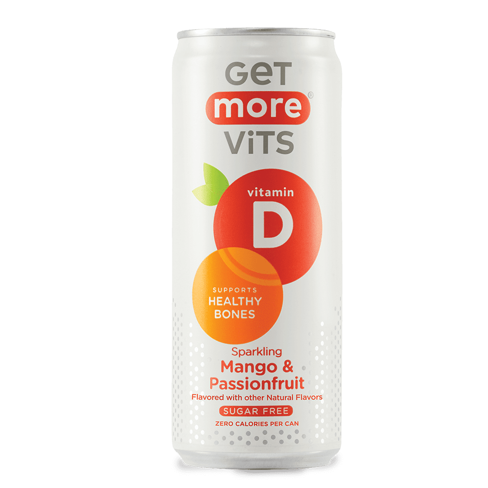 Get More Vits Sparkling Mango & Passionfruit – Vitamin D (12-Pack Case) – Zero Sugar, Low Calorie, Functional Fruit Drink