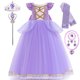thumbnail image 3 of Disney Princess Rapunzel for Little Girls Luxury Costume Movie Tangled Kids Cosplay Carnival Party Birthday Halloween Prom Dress, 3 of 4