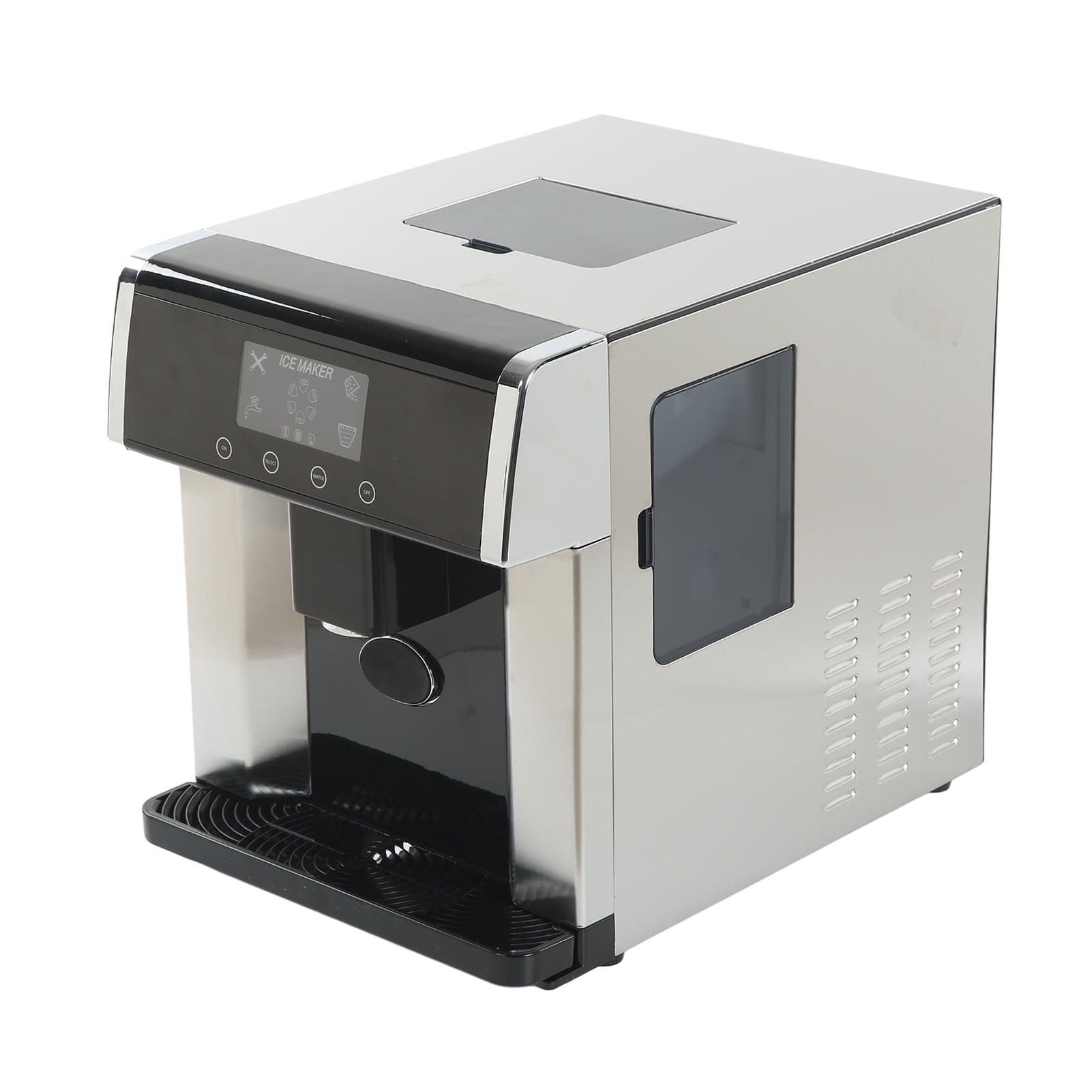 Ice Maker Machine, 2 Water Inlet Methods ABS Stainless Steel Ice Maker Water Dispenser 2 In 1 Quick Ice Release Automatic Induction  For Office