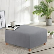 TAOCOCO Ottoman Cover Rectangular Storage Ottoman Slipcovers Stretch Footrest Stool Protect Covers Light Gray