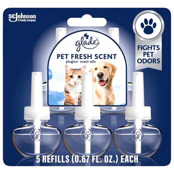 Refrescos Glade Plugins para ambientador, aroma fresco para mascotas, 20 ml x 5