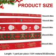 thumbnail image 3 of Christmas Grosgrain Ribbon,35.8 Inch Ribbon 5 Rolls Totally 5 Yards Holiday Red White and Green Metallic Glitter Fabric Ribbon Set with Merry Christmas Patterns Perfect for Gift Wrapping,Craft(#006), 3 of 8