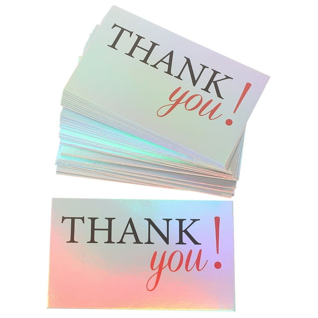 HOOWIFFY 120Pcs Elegant Thank You Cards Rectangular Shape Silver Paper for Business Use and Office