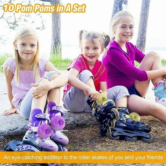 10 Pieces Roller Skate Pom Poms With Jingle Bells- 3.1 Inch(5 Colors)