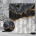 thumbnail image 3 of Extra Long Marble Bathroom Shower Curtain 84 Inches Length Black Gold Sand Waterproof Fabric Shower Curtains with Hooks Watercolor Abstract Shower Curtain Cloth 72x84 inches, 3 of 6