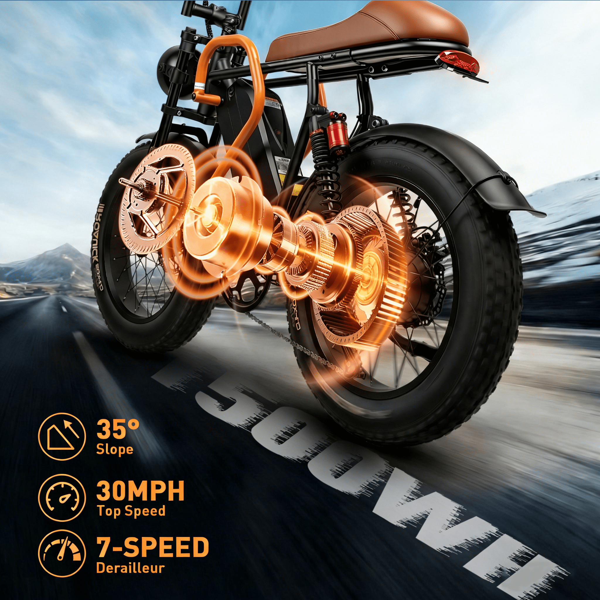 20" Fat Tire Electric Mountain Bike for Adults, 750W Motor 28MPH Electric Bike, Removable 48V 15AH Battery, Dual Suspension & 7-Speed, UL 2849