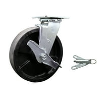 8 Inch SS Glass Filled Nylon Swivel Caster w/Delrin Bearing and Brake/Swivel Lck