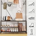 thumbnail image 6 of 5 in 1 Hall Tree with Bench and Shoe Storage, 39" Coat and Shoe Rack with Adjustable Shelf, Entryway Shoe Bench with Coat rack, Hanging Rod and 9 Hooks, for Hallway, Mudroom, Bedroom, Retro Black, 6 of 8