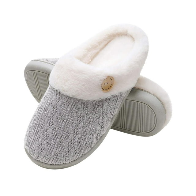 Pantuflas de espuma viscoelástica para mujer, pantuflas de casa con parte inferior de goma antideslizante, forro de felpa cálido, cómodos zapatos para el hogar para dormitorio Wmkox8yii hj789