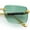 Gold - Green, variant on Mens Luxury Urban Gangster Beveled Rimless Rectangle Sunglasses Gold - Clear Mirror