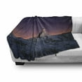 thumbnail image 3 of Night Soft Flannel Fleece Blanket, Matterhorn Peak Zermatt Switzerland Galactic View European Natural Landmark, Cozy Plush for Indoor and Outdoor Use, 50" x 60", Purple Coral Beige, by Ambesonne, 3 of 6