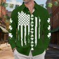 thumbnail image 5 of Ankishi St Patricks Day Button Up Shirt Men Clover Flag Long Sleeve Casual Patriotic Button Up Shirts for Vacation, 5 of 7