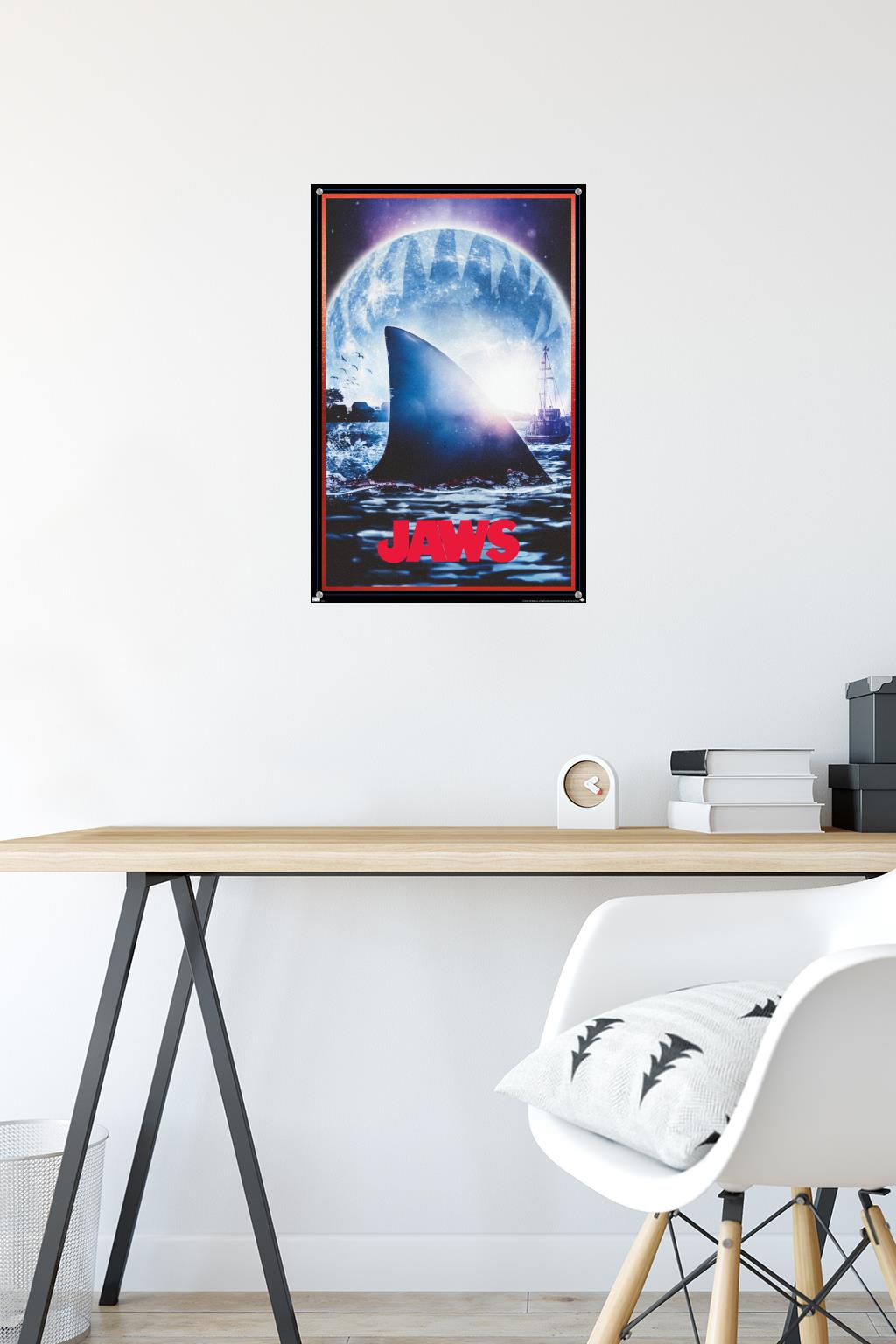 Jaws - Moon One Sheet Wall Poster with Push Pins, 14.725" x 22.375"