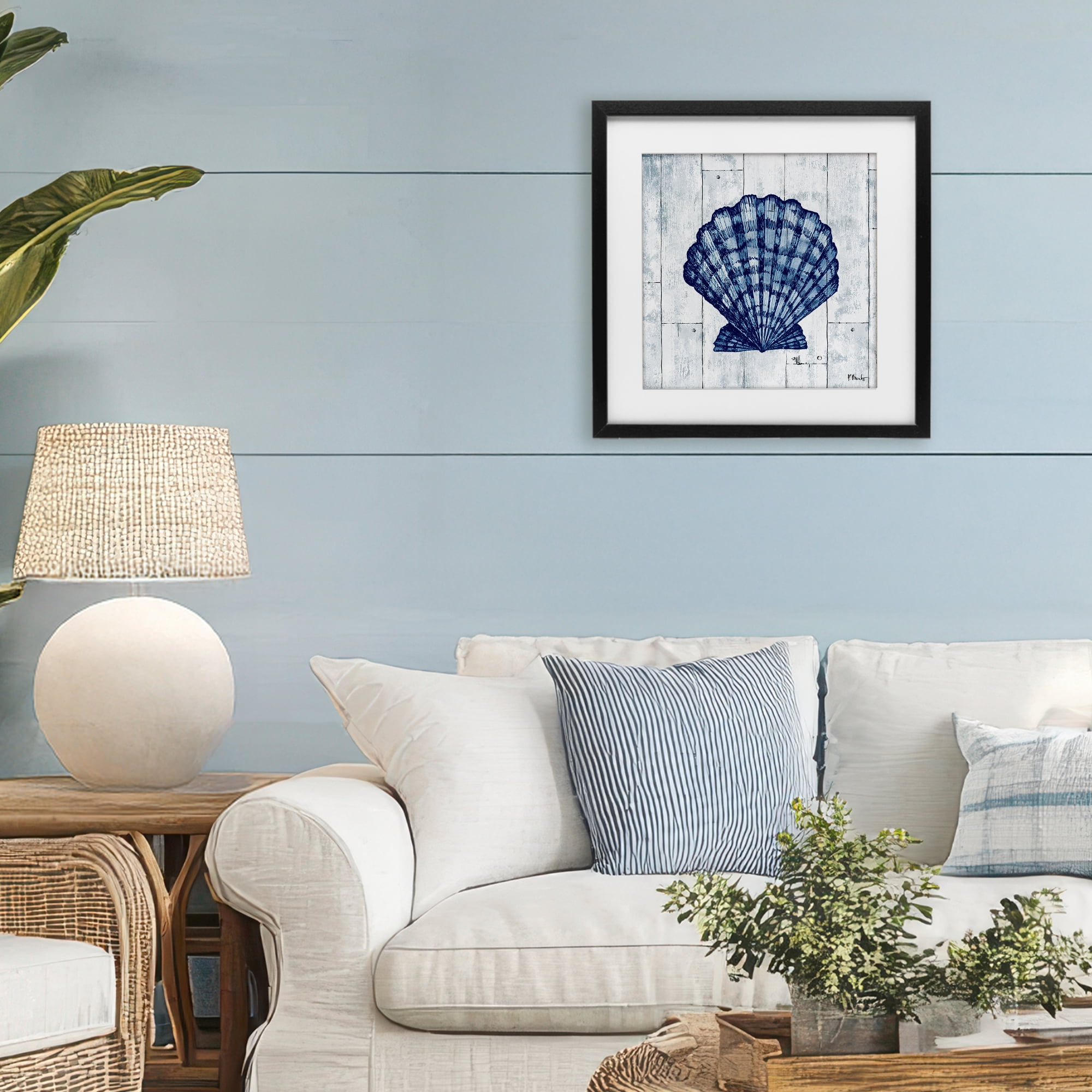 Stupell Industries Coastal Timberland Scallop Black Framed Print Under Glass, design by Paul Brent