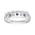 thumbnail image 5 of 14K White Gold Ring Band Gemstone Diamond Round Sapphire Blue, Size 8, 5 of 7