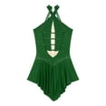 thumbnail image 6 of TSSOE Womens Adult Lyrical Dance Dress Sparkly Backless Ballet Leotards Modern Contemporary Dancewear Dark Green L, 6 of 7