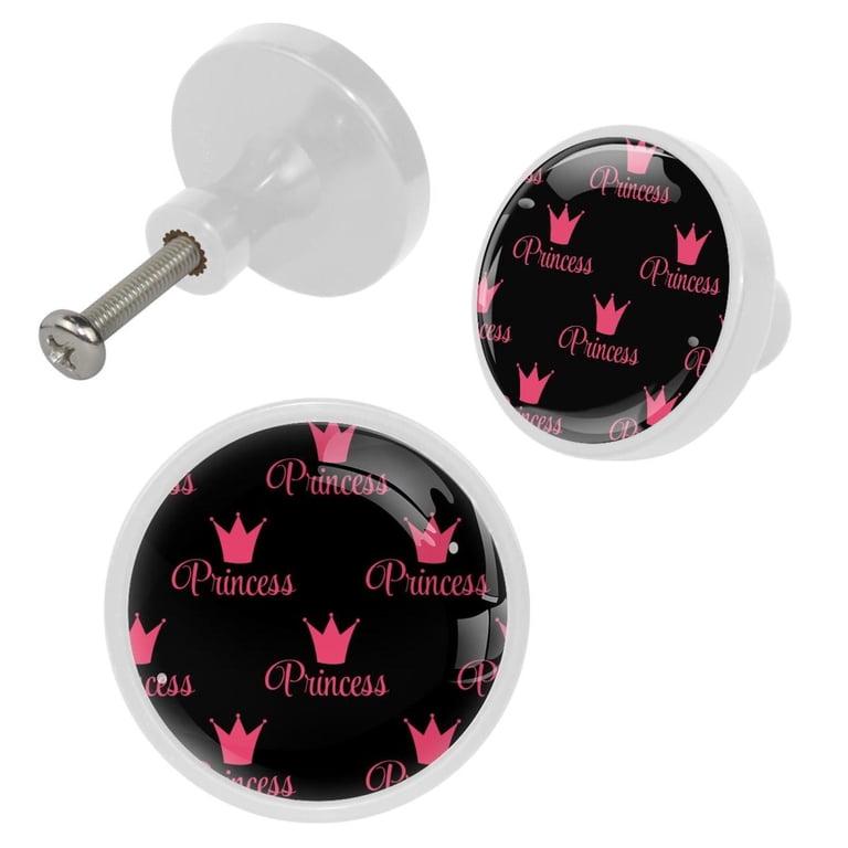 princess crown dresser knobs 4 Pcs Princess Crown Cute Knobs for Kitchen Cabinet Cupboard Dresser Bookcase Drawer Pulls Handles Round Home Decor, Size: 1.37x1.10x0.66 in/