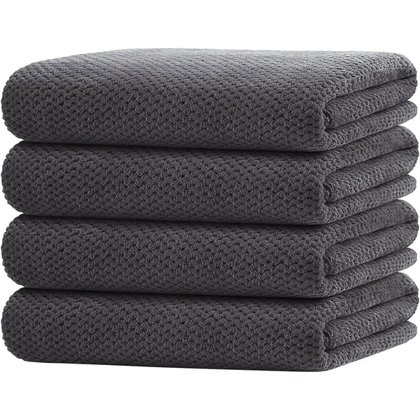 Toallas de Baño,4pcs Toallas Microfibra Suaves y Ultra Absorbentes, Toalla Gimnasio Secado Rápido,Toalla Playa Multipropósito para Baño, Camping, Hotel, Gym y SPA, 28x56inches (Gris),Gris