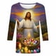 thumbnail image 2 of TaTaai Women Fashion Easter Print Crew Neck 3/4 Sleeve Pullover Top Casual T-Shirt Ladies Spring Daily Leisure Wear Lightweight Soft Non-See-Through No Fading Breathable Top Gift, 2 of 5