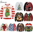 thumbnail image 2 of Jersey de gran tamaño para hombre, sudaderas falsas de dos piezas, chándal de cuello redondo para pareja, ropa de calle de Navidad y otoño, 2 of 4