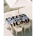 thumbnail image 3 of 60x120 Inch Outdoor Tablecloth with Umbrella Hole Zipper Rectangle Bless Our Home Rectangular Tablecloths Outside Waterproof Wheat Color Black Stripes Aesthetic Patio Table Cover for Picnic Party, 3 of 8