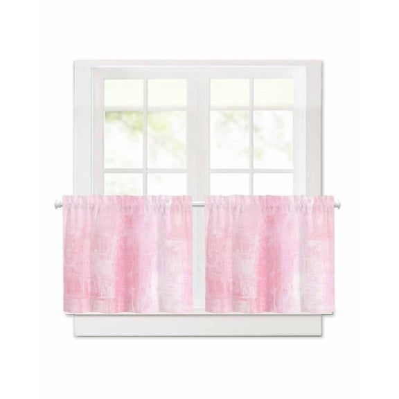 Pink Abstract Short Blackout Curtains 30Inch Long Vintage Graffiti Mottled Texture Rod Pocket Kitchen Curtains, 2 Panels Thermal Insulated Room Darkening Drapes for Bedroom, 30"W x 30"L