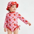 thumbnail image 2 of lnmuld Toddlers & Kids Girls Summer Swimsuit Set - Cute Cartoon Ice Print with Matching Hat Beachwear Color:Red,Size:3-6 Months, 2 of 6