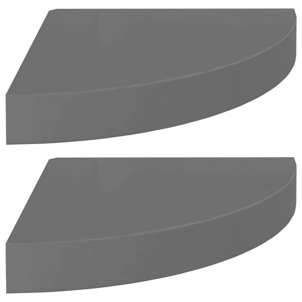 Estantes de esquina flotantes VidaXL, color gris brillante, juego de 2