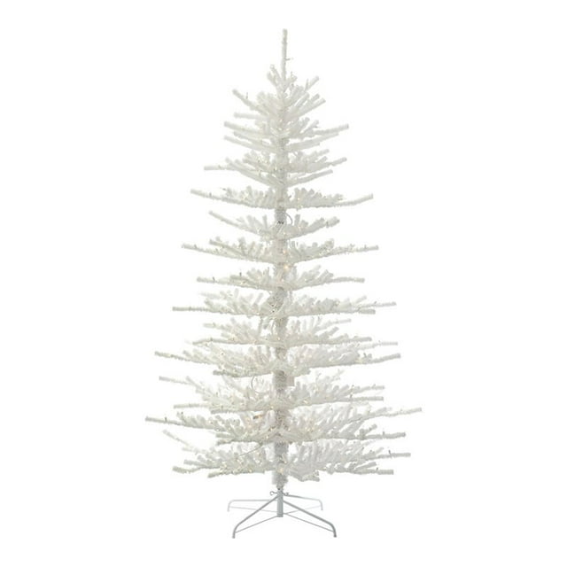 Vickerman 90" Twig Clear Lights Artificial Christmas Tree in Flocked White