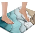 thumbnail image 4 of Bathroom Rug Set of 3, 3 Pieces Bath Mats Set, Abstract Blue Beach No Silp Washable Cover Floor Rug Decorations for Kitchen Bathroom Bedroom, 4 of 6